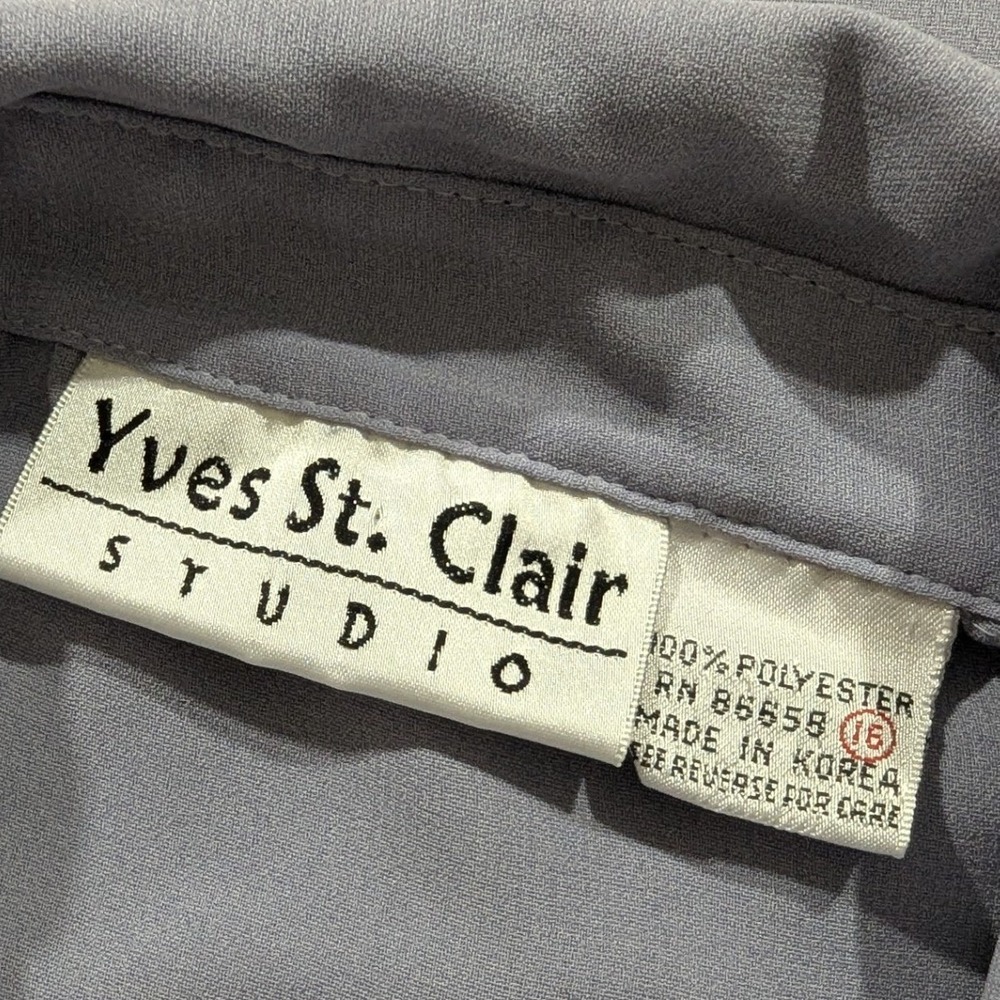 Yves St. Clair Studio Vintage Lavender Embroidered Button Down Blouse Size 16 - Picture 3 of 10